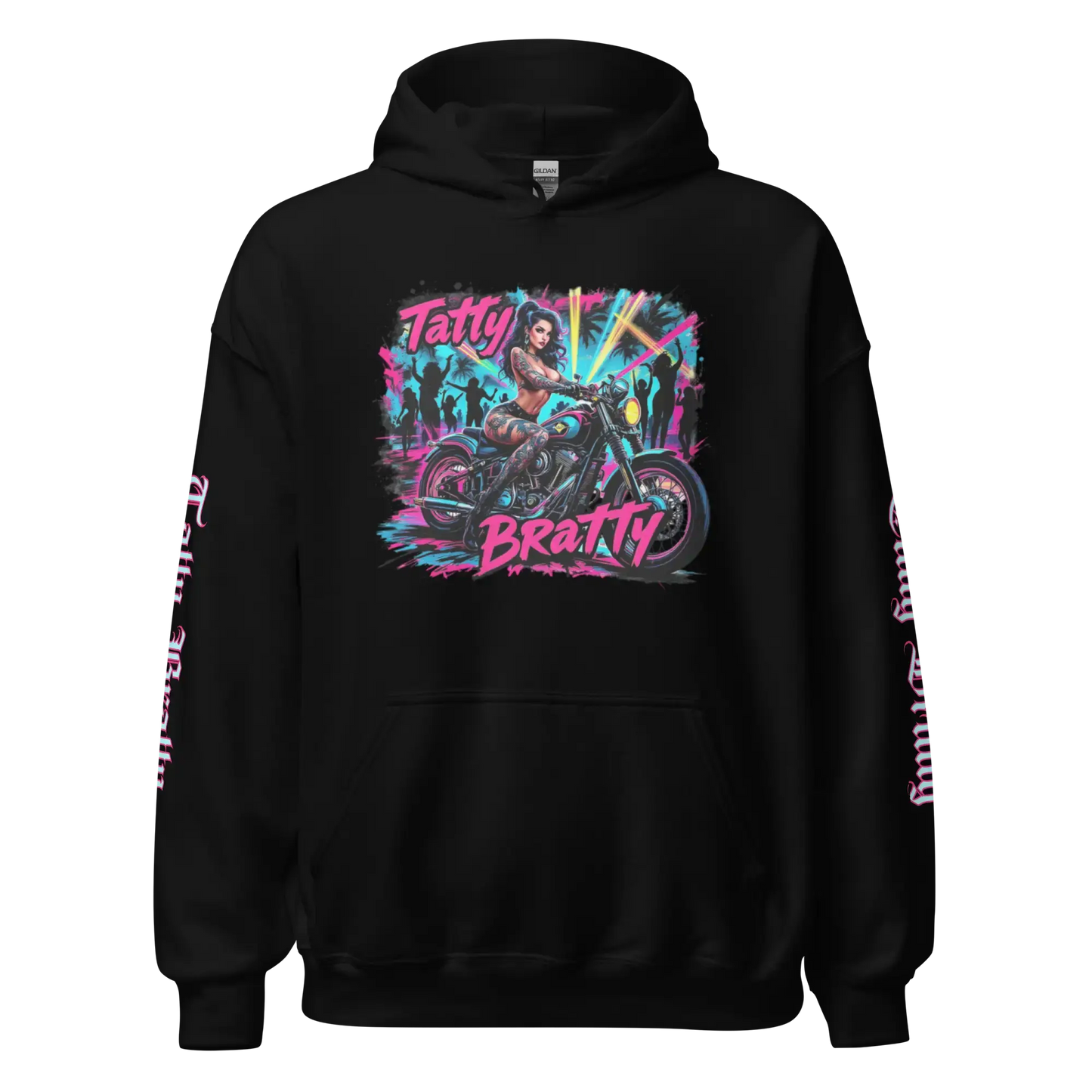 Black hoodie with graphic.