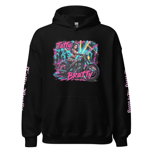 Black hoodie with graphic.