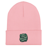 Pink knit beanie.