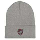 Gray knit beanie.