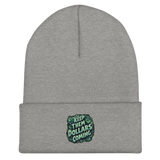 Gray knit beanie.