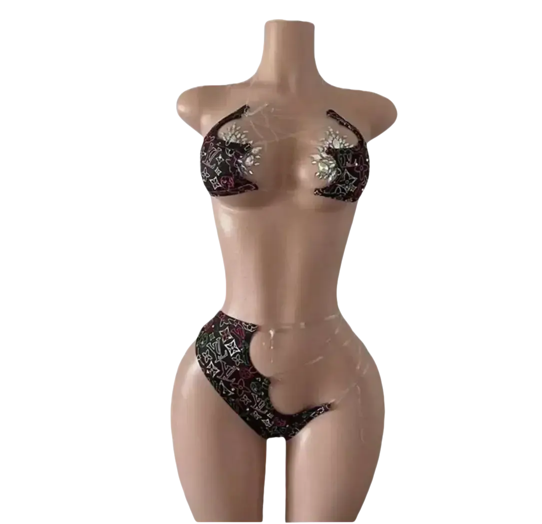 Monogram-Pattern Bikini Set by Tatty Bratty — product view 1.