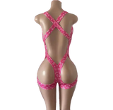 Pink Monogram Cutout Bodysuit Set by Tatty Bratty — product view 2.