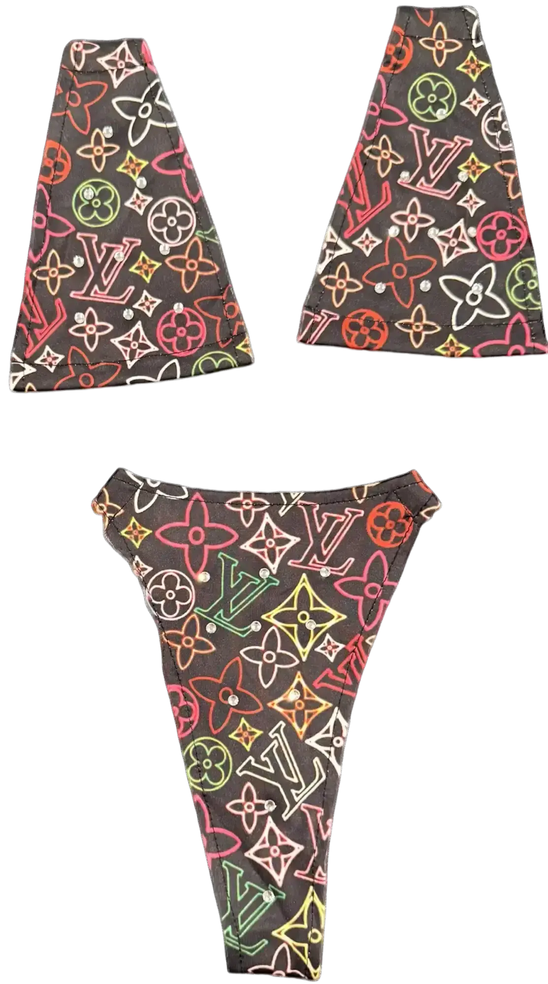 Monogram-Inspired Triangle Bikini Set by Tatty Bratty — product view 3.