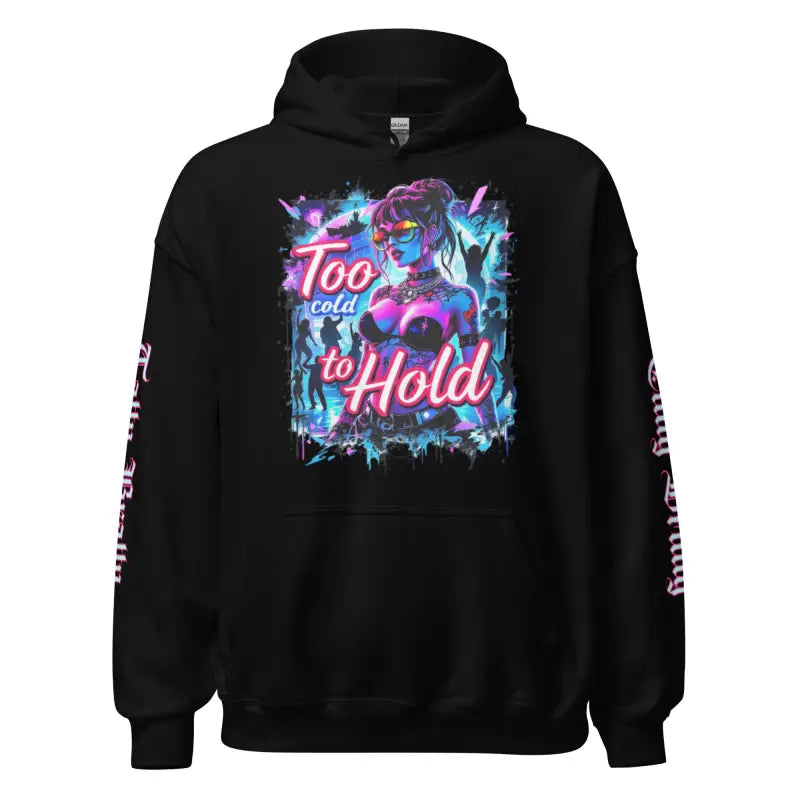 Black hoodie with graphic.