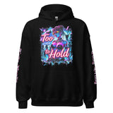 Black hoodie with graphic.