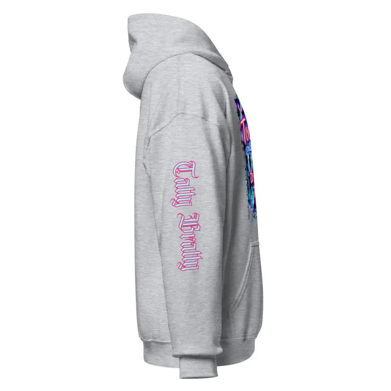 Gray hooded sweatshirt.