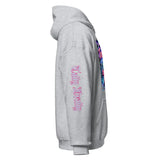 Gray hooded sweatshirt.