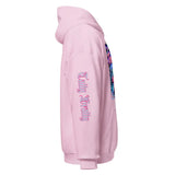 Pink hoodie.