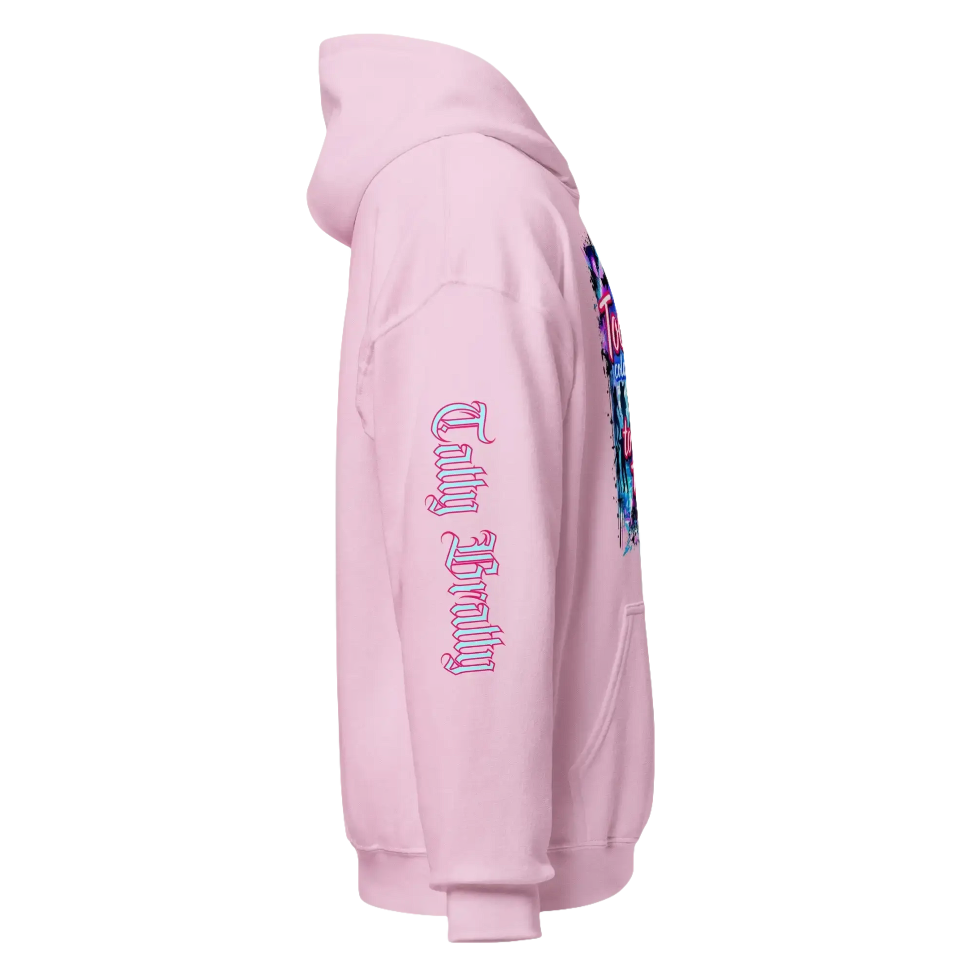 Pink hoodie.