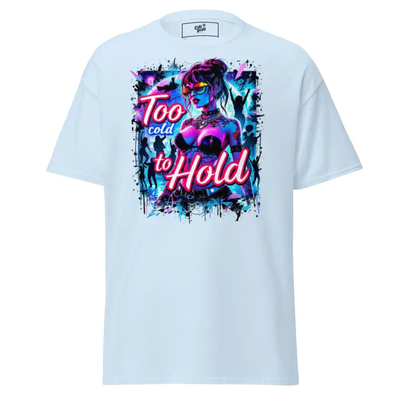 Light blue t-shirt with graphic print.