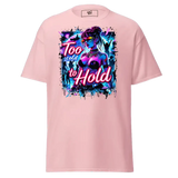 Pink t-shirt with a graphic print.