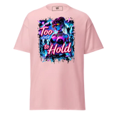 Pink t-shirt with a graphic print.