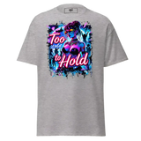 Gray t-shirt with graphic print.