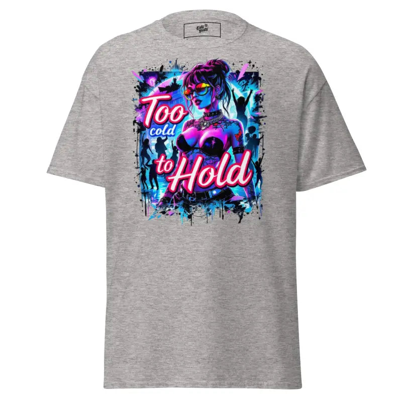 Gray t-shirt with graphic print.