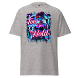 Gray t-shirt with graphic print.