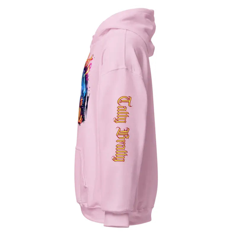 Pink hoodie.