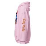 Pink hoodie.