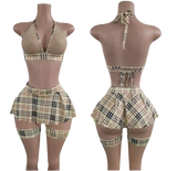 Plaid halter top and skirt set.