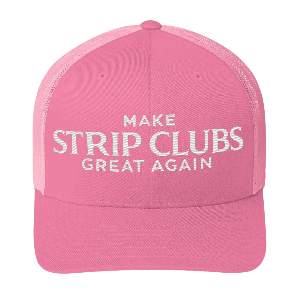 Pink trucker hat.