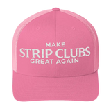 Pink trucker hat.