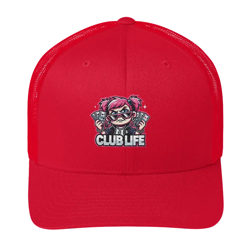 Red trucker hat.
