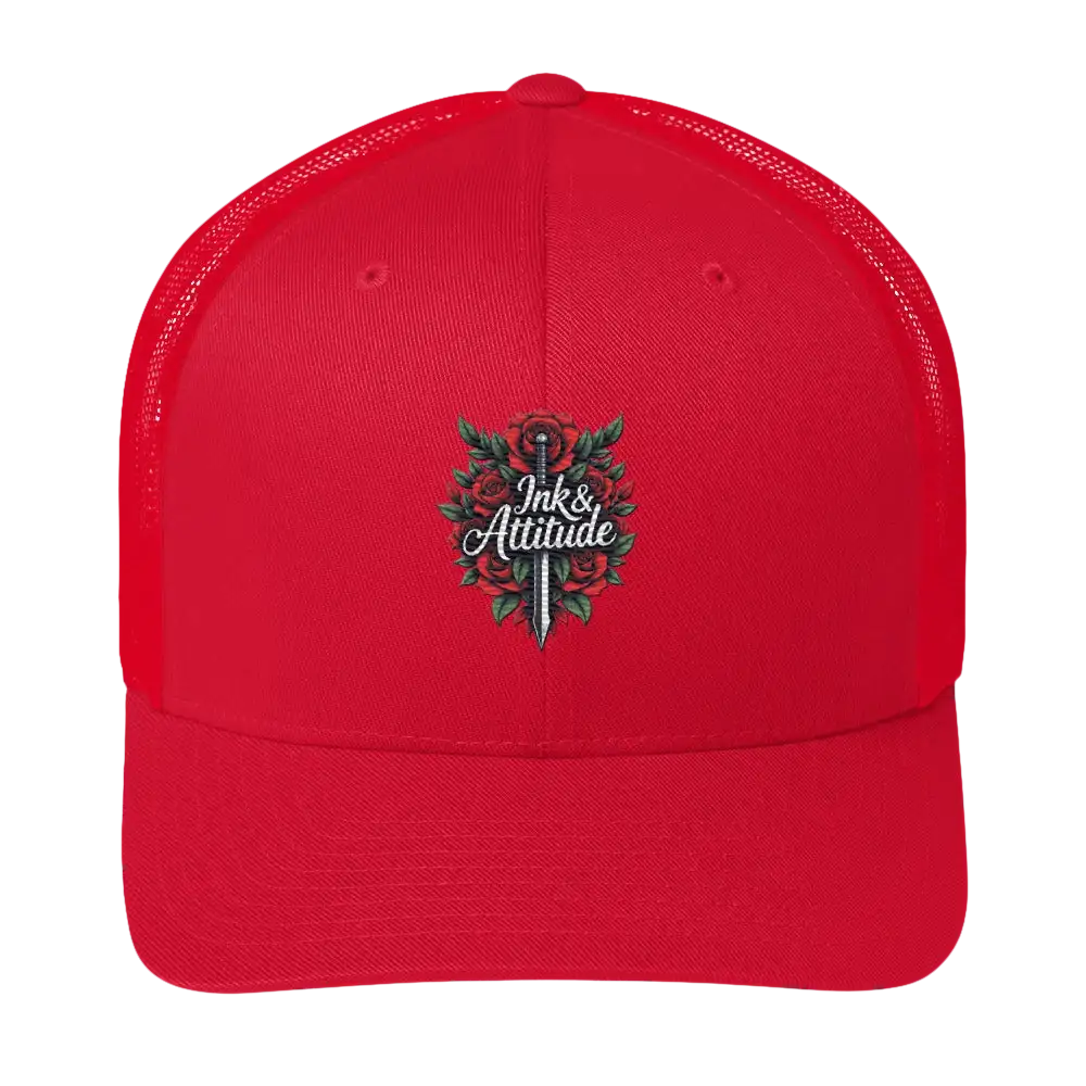 Red trucker hat.