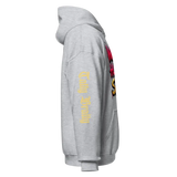 Gray hooded sweatshirt.