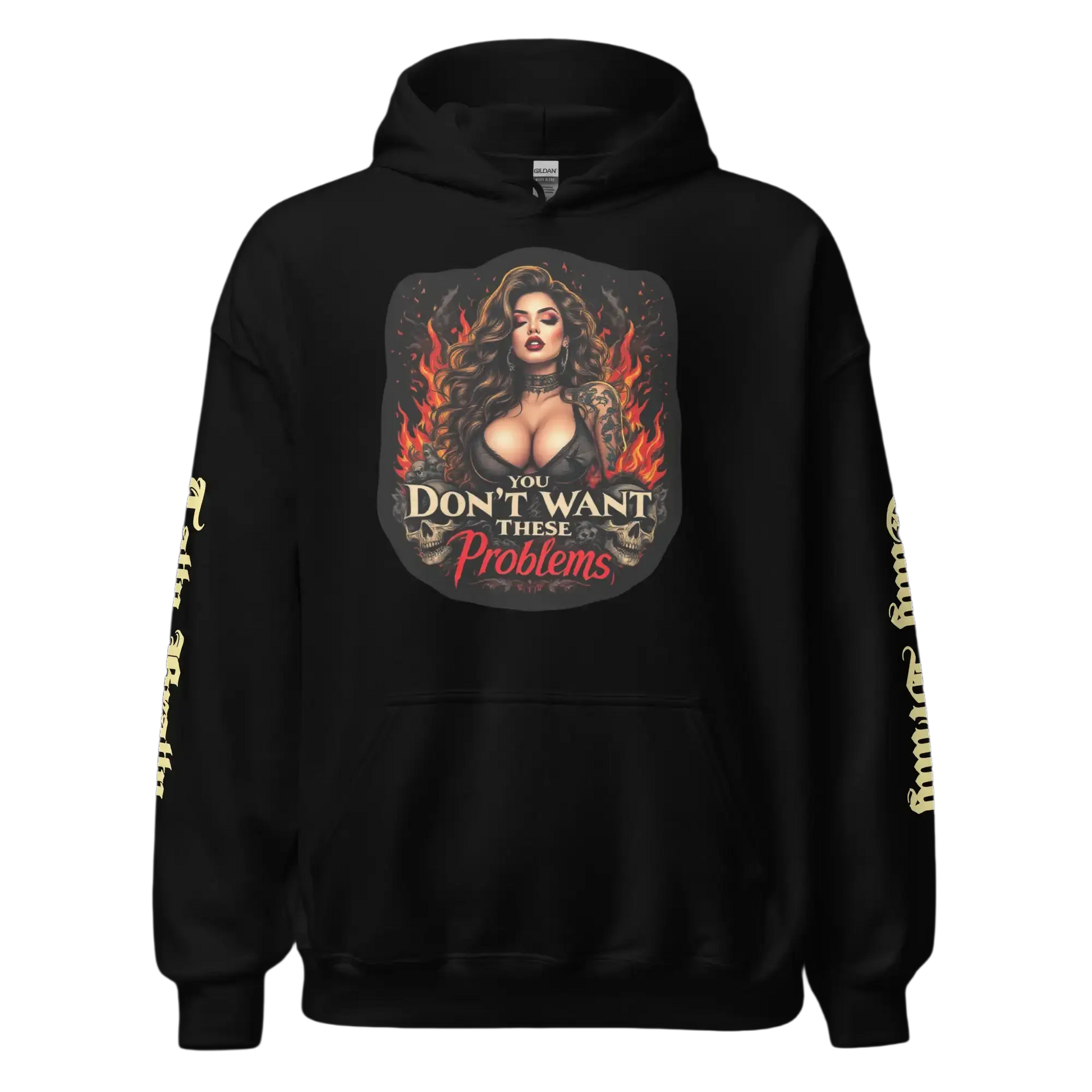 Black hoodie with graphic.