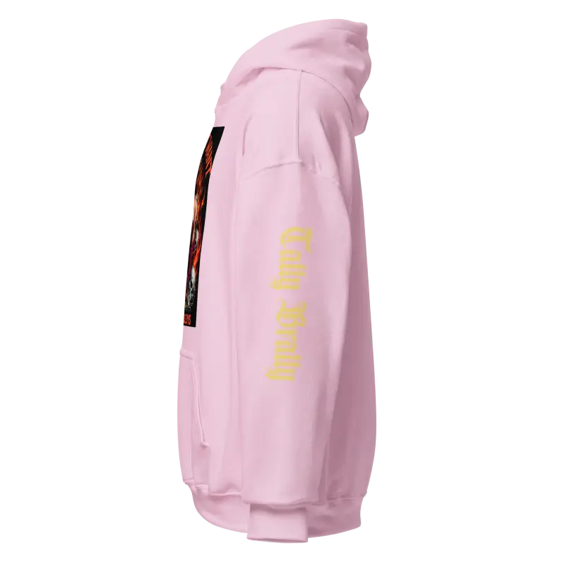 Pink hoodie.