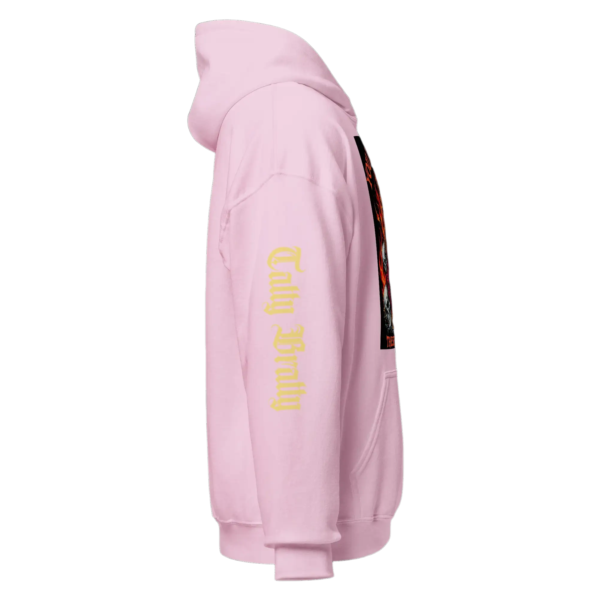 Pink hoodie.