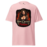 Pink t-shirt with graphic.